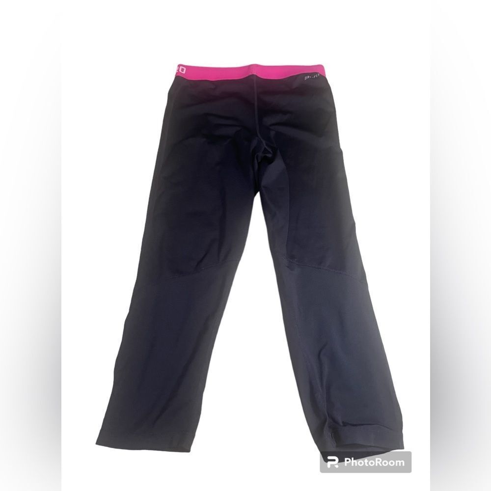Nike Pro 365 dri-fit Cropped leggings with pink elastic waist size Large - Picture 3 of 7